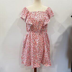 Old Navy Floral Waist Defined Flutter Sleeve‎ Tie Back Mini Dress L Large